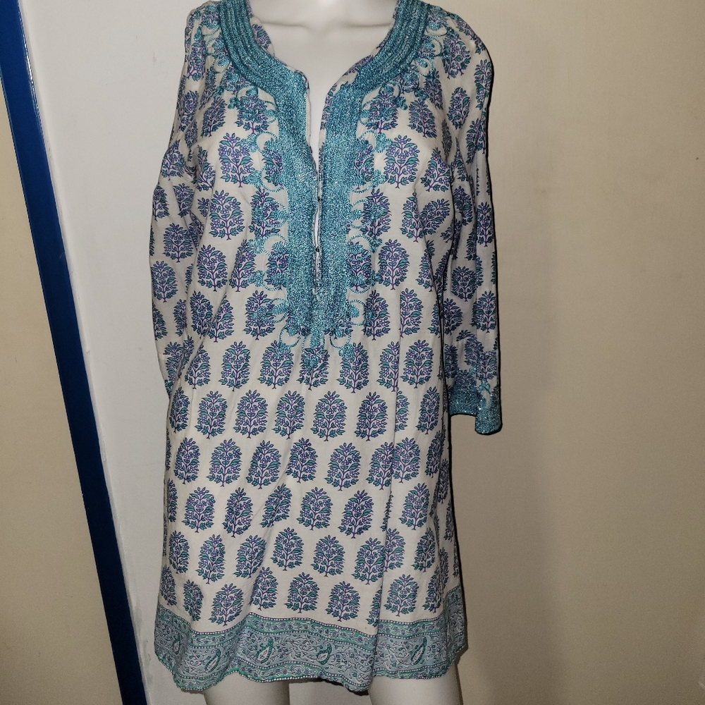 Calypso St Barth Hester Block Print Tunic Cover Up - image 1